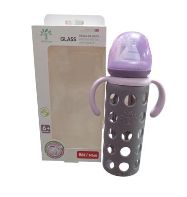 Baby Glass Feeder Bottle With Handle, 240 ML