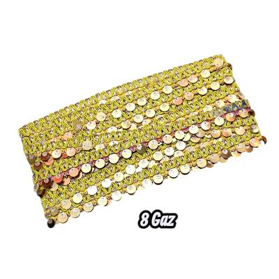 Golden Sequin Braided Lace 8 Gaz for Wedding Party Wear thumbnail 2