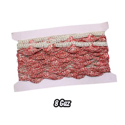 Premium Braided Lace Red Silver Pakistani Fashion thumbnail 2