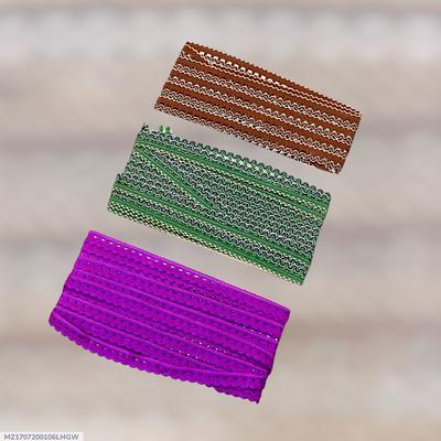 Premium Braided Lace Set Brown Green Purple for Pakistani Crafts thumbnail 3
