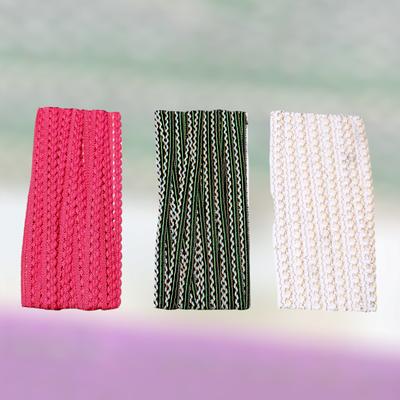 Premium Braided Lace Set Green White Pink for Pakistani Fashion thumbnail 2
