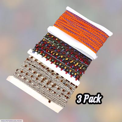Premium Braided Lace Set 3-Pack Multicolor Pakistani Fashion thumbnail 3