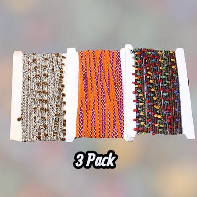 Premium Braided Lace Set 3-Pack Multicolor Pakistani Fashion thumbnail 2