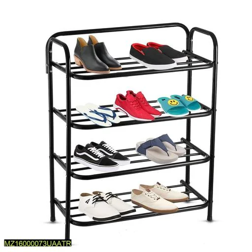 4-Tier Black Shoe Rack for Home Office Entryway