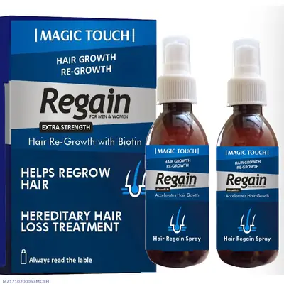 Magic Touch Minoxidil 5% Hair Topical Solution three month Supply - Hair Regain, Regrowth - Minoxidil spray Pack of 2