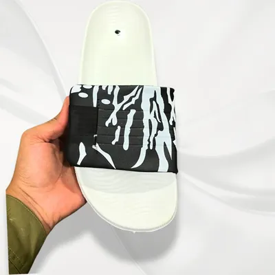 Men Black Printed Slide Slippers White Foam All Season thumbnail 4