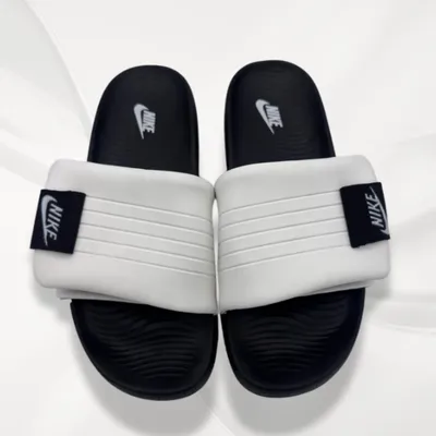 Men's White Microfiber Slide Slippers with Adjustable Strap thumbnail 2