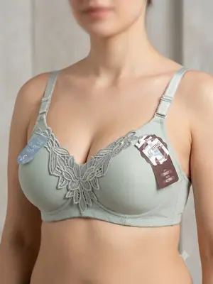 Mid Flower Style Nylon Embroidered Padded Bra, High Quality, Comfortable & Lightweight, 1 Pc Multicolors