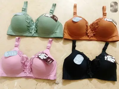 Mid Flower Style Nylon Embroidered Padded Bra, High Quality, Comfortable & Lightweight, 1 Pc Multicolors thumbnail 3