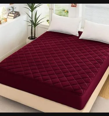 Maroon Quilted Waterproof Mattress Cover for Double Bed