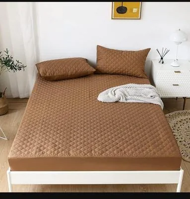 Waterproof Quilted Micro Mattress Cover Brown Double Bed