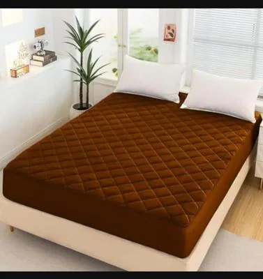 Waterproof Quilted Microfiber Mattress Cover Brown Double Bed