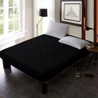 Black Quilted Waterproof Mattress Cover for Double Bed