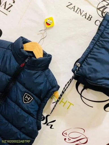 Men Navy Parachute Puffer Vest Sleeveless Winter Warm