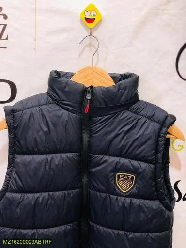 Men Sleeveless Puffer Vest Navy Blue with EA7 Logo