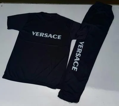 Men Micro Interlock Versace Track Suit Black