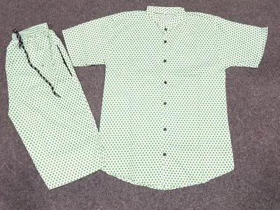 Men Cotton Printed Co-Ord Set White Medium to XL