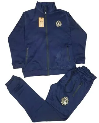 Men Fleece Zipper Track Suit Blue 2Pcs