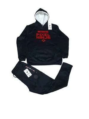 Black Pixel Ninja Hoodie & Pants Set Medium to XL