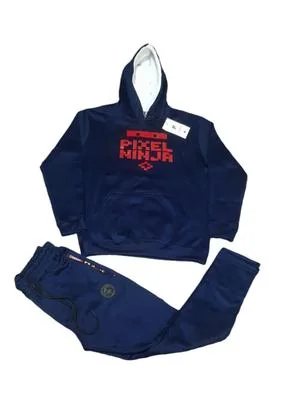 Navy Blue Pixel Ninja Fleece Track Suit for Men