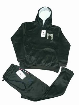 Men Fleece Hoodie Track Suit Black