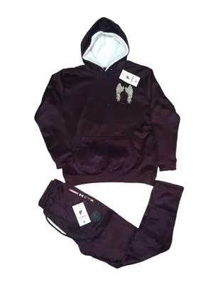 Men Maroon Fleece Hoodie Track Suit 2Pcs