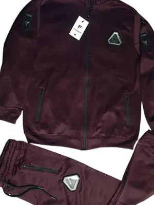 Men's Maroon Dri Fit Track Suit Set with Hooded Zipper