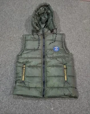 Men Sleeveless Puffer Jacket Green Paris Saint-Germain