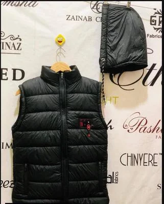 Men's Black Sleeveless Winter Puffer Vest