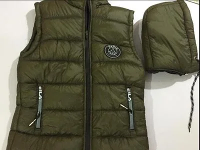 Green Sleeveless Puffer Jacket with Detachable Hood