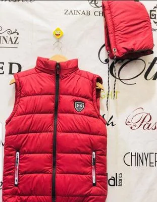 Red Men's Sleeveless Puffer Jacket Winter Cozy