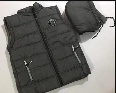 Black Sleeveless Puffer Vest with Paris Logo