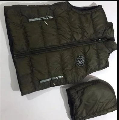 Men's Sleeveless Puffer Jacket Dark Green Parachute Fabric