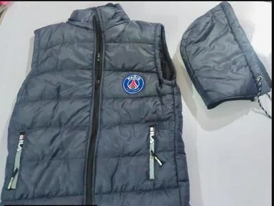 Men's Sleeveless Puffer Jacket Grey Paris Saint-Germain Logo