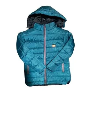 Men's Turquoise Hooded Puffer Jacket M L XL