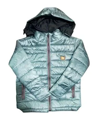 Men Blue Hooded Puffer Jacket Lightweight Parachute Fabric