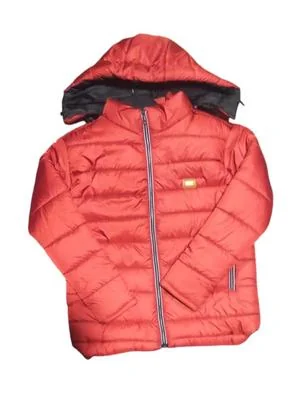 Men Orange Hooded Puffer Jacket Parachute Fabric M L XL