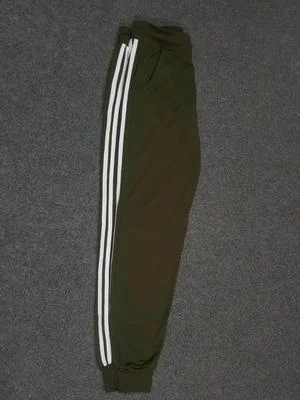 Men Green Cotton Track Pants with White Stripes Small