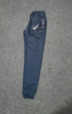 Men Polyester Fleece Trousers Navy Blue Winter Warm