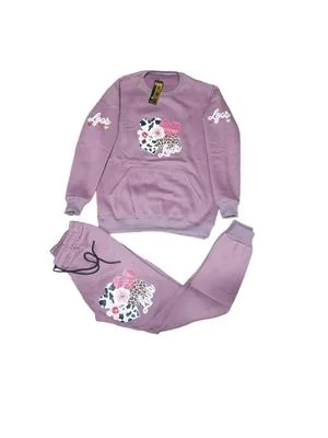 Purple Printed Cotton Tracksuit for Kids 3-10 Years