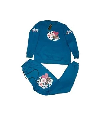 Blue Printed Tracksuit for Kids 3-10 Years Cotton