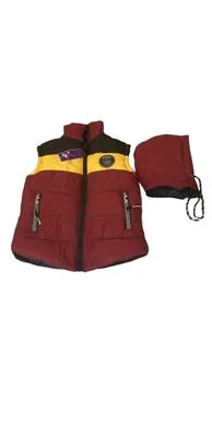 Maroon Sleeveless Jacket for Boys 5-10 Years Zip Up Hood