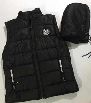 Men's Black Parachute Puffer Vest with Hood