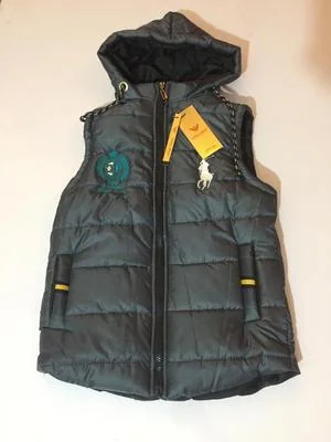 Kids Sleeveless Quilted Jacket Hooded Parachute Fabric