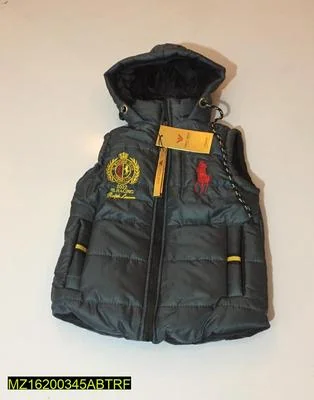 Kids Sleeveless Puffer Jacket Black Red Horse 3-14Yr