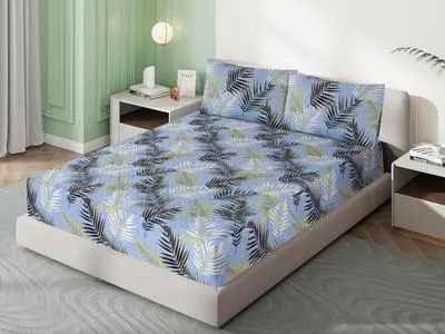 Double Bed Cotton Tropical Leaf Print Set