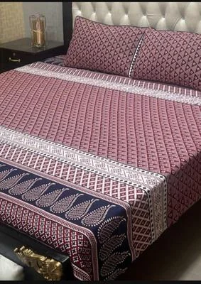 Maroon Crystal Cotton Double Bedsheet Set with Pillow Covers