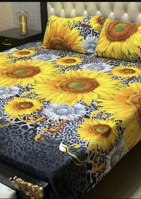Double Bed Sheet Set Crystal Cotton Sunflower Print