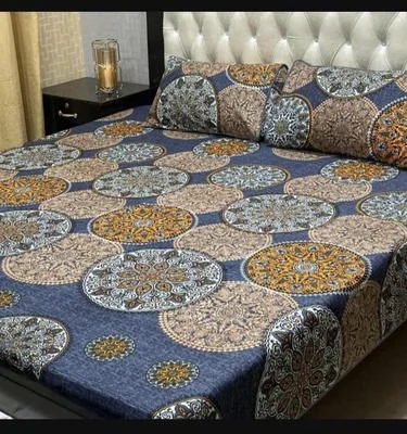 Double Bedsheet Set Crystal Cotton Multicolor Printed 90x97