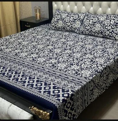 Double Bedsheet Set Crystal Cotton Multicolor Printed 90x97